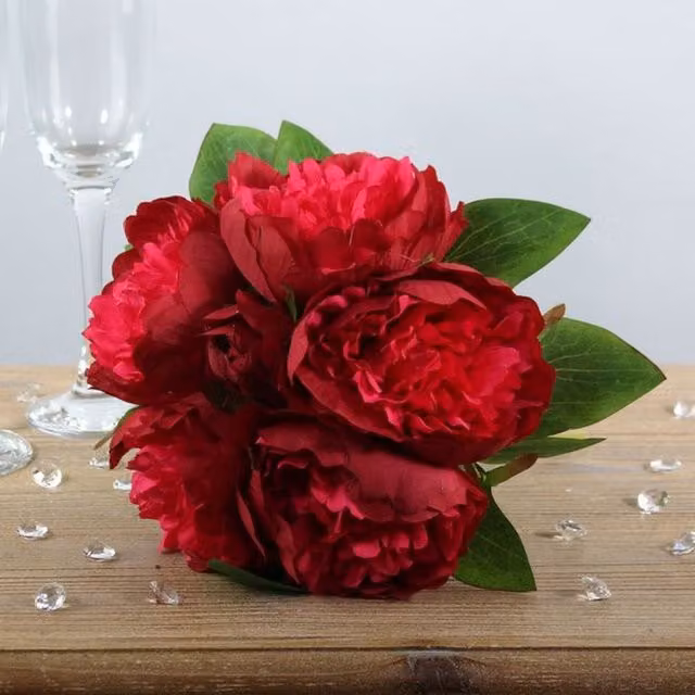 Kingsbury Gifts Artificial Arundel Red Peony Tabletop Bouquet