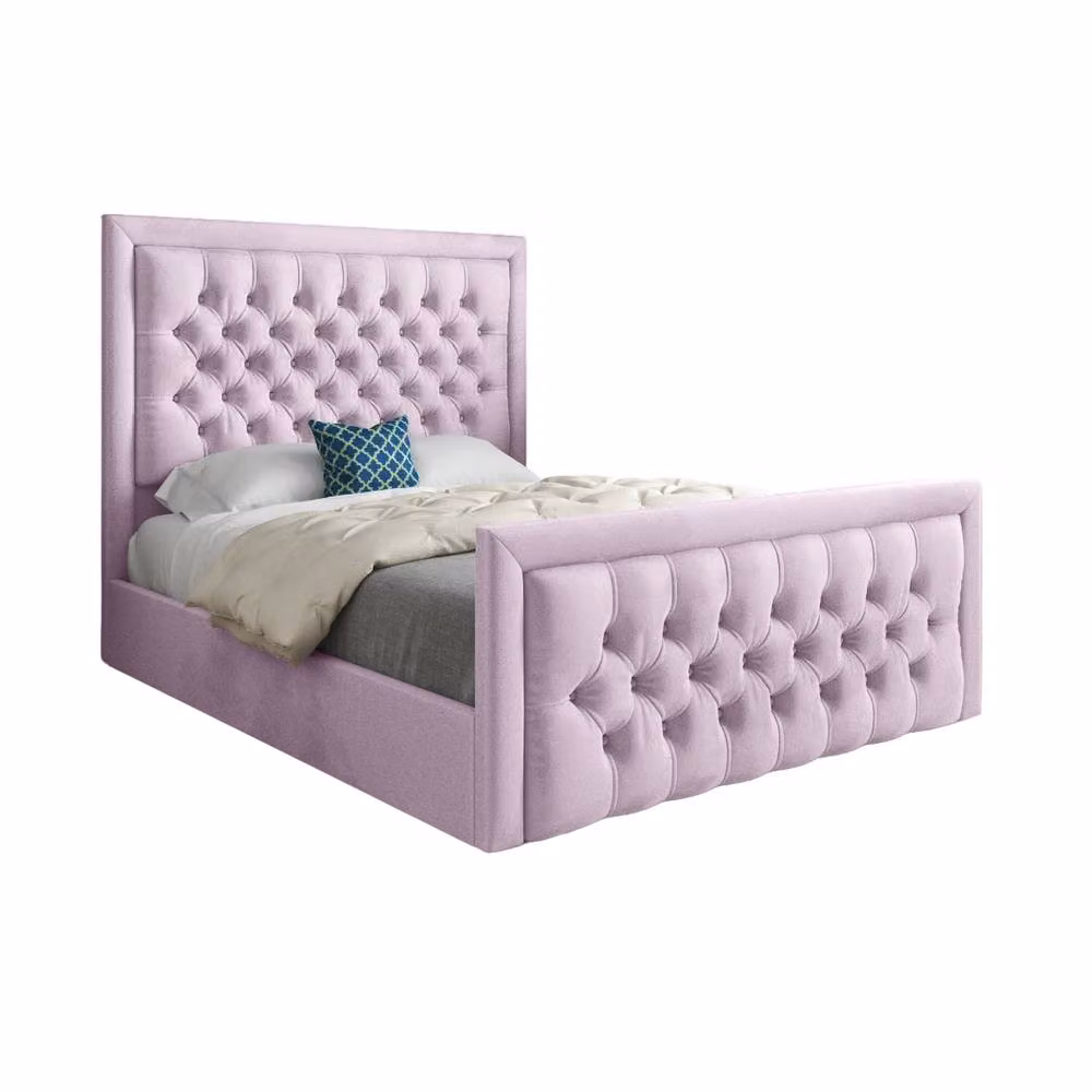 KDMD Sway Upholstered Pink Soft Velvet Designer Bed Frame, Single, W: 90 cm, D: 200 cm – 2