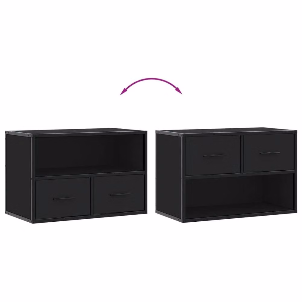 Berkfield Home Modern Black TV Cabinet in MDF and Metal, W/D/H: 60 x 31 x 39.5 cm – 4