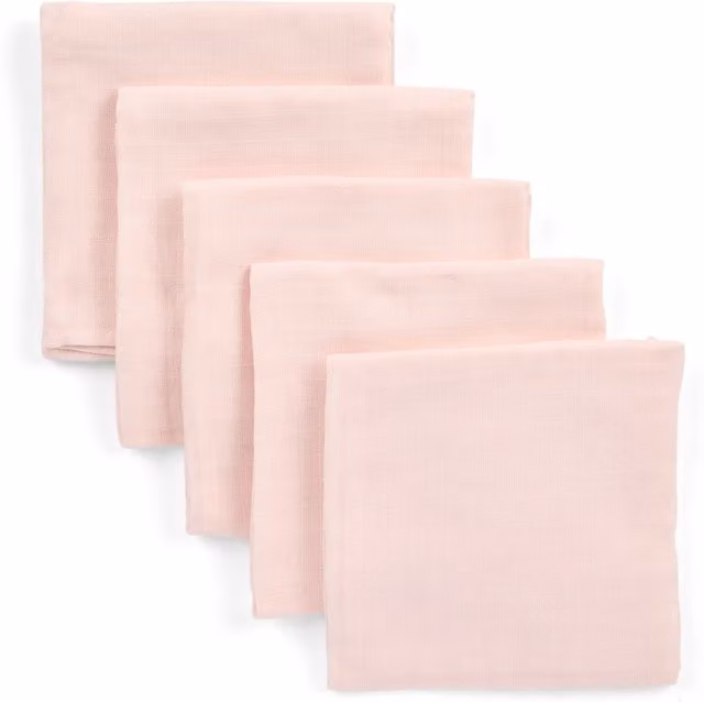 Mamas & Papas Pink Muslin Squares for Babies, Pack of 5
