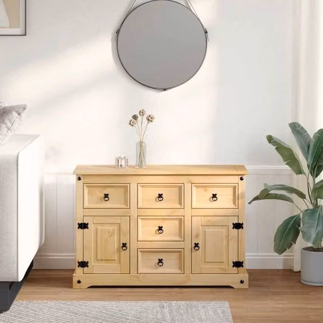Berkfield Home Corona Sideboard in Light Brown Solid Pine Wood, W/D/H: 112 x 40 x 75 cm – 1