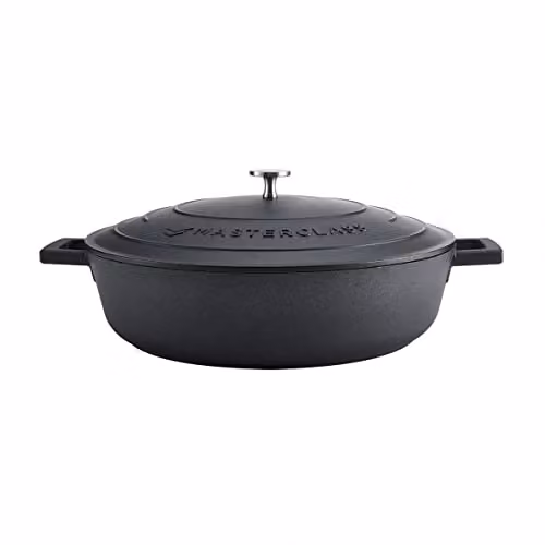 MasterClass Black Cast Aluminium Shallow Casserole Dish, 32 cm – 1