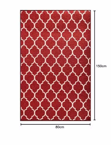 Desire Rugs Trellis Design Non-Slip Machine Washable Kitchen Mat, Red, W: 80 cm, L: 150 cm – 2