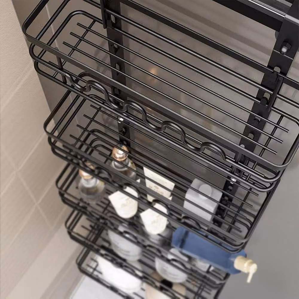 VOGREX 4-Tier Over the Door Pantry Organizer Hanging Storage Rack in Black, W/D/H: 39.0 x 10.5 x 16.0 cm – 3