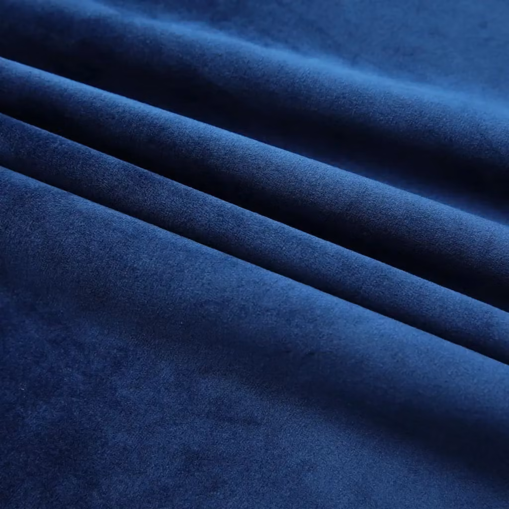 Berkfield Home Blue Velvet Blackout Curtains, 2 Pack with Hooks, W: 140 cm, H: 175 cm – 3