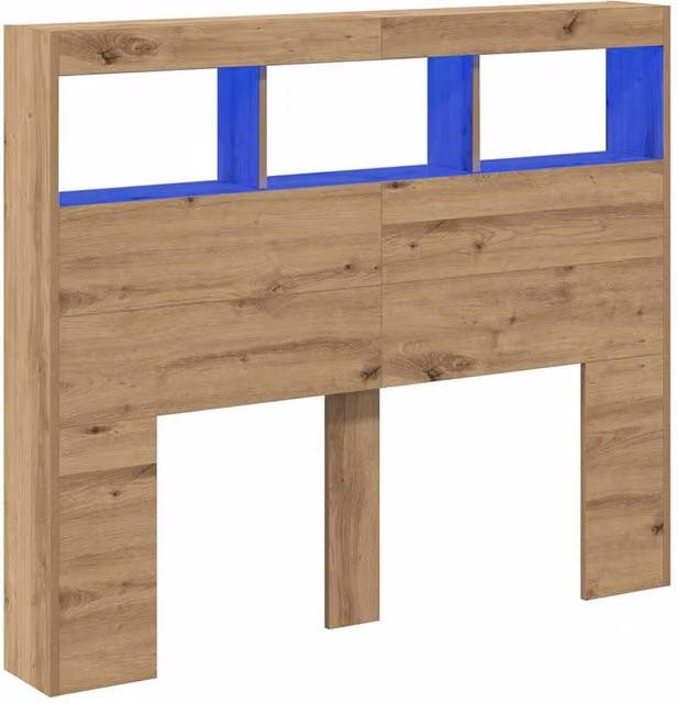 Berkfield Home Artisan Oak Headboard in Brown with Integrated Shelf and USB Charging Port, W/D/H: 120 x 17 x 102 cm – 1