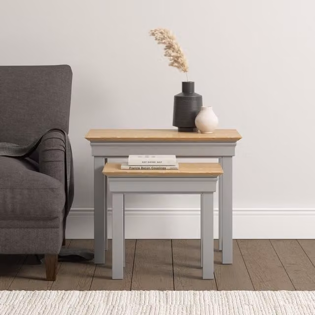 Seconique Bordeaux Nest of 2 Tables in Light Grey
