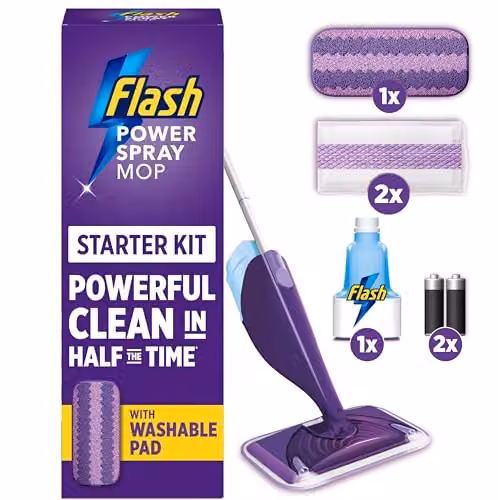 Flash Power Spray Mop Starter Kit with Microfibre Washable Pad, Purple – 2