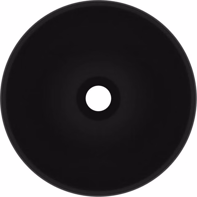 Berkfield Home Round Ceramic Bathroom Basin in Matt Black, W: 32.5 cm, H: 14 cm