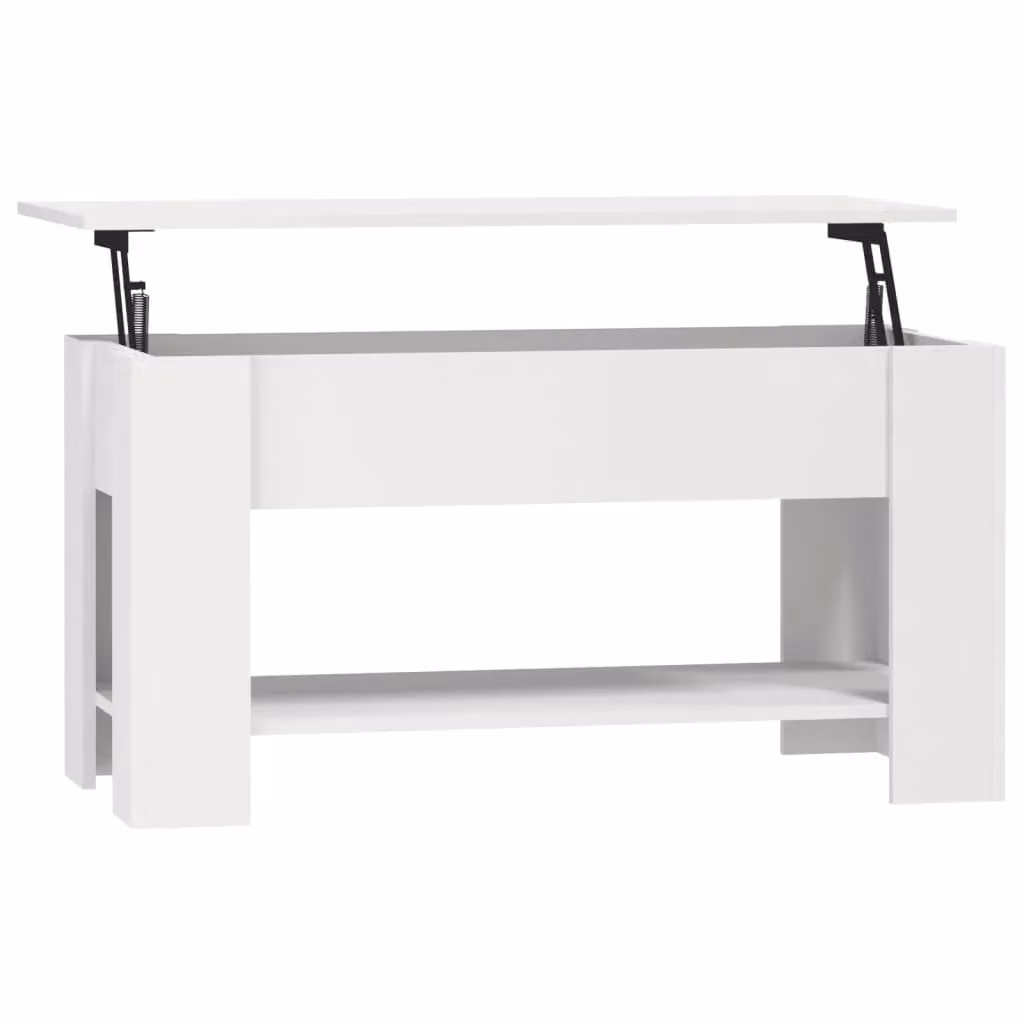 Berkfield Home White Modern Rectangular Coffee Table with Lift Mechanism, W: 101 cm, D: 49 cm, H: 52 cm – 2