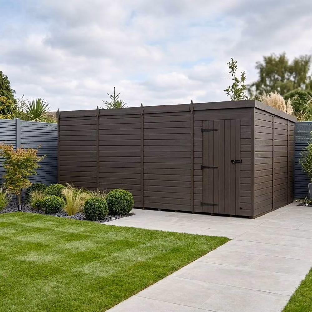 Buttercup Farm Grey Composite Pent Garden Shed with Single Door, W: 305 cm, D: 305 cm, H: 210 cm – 2