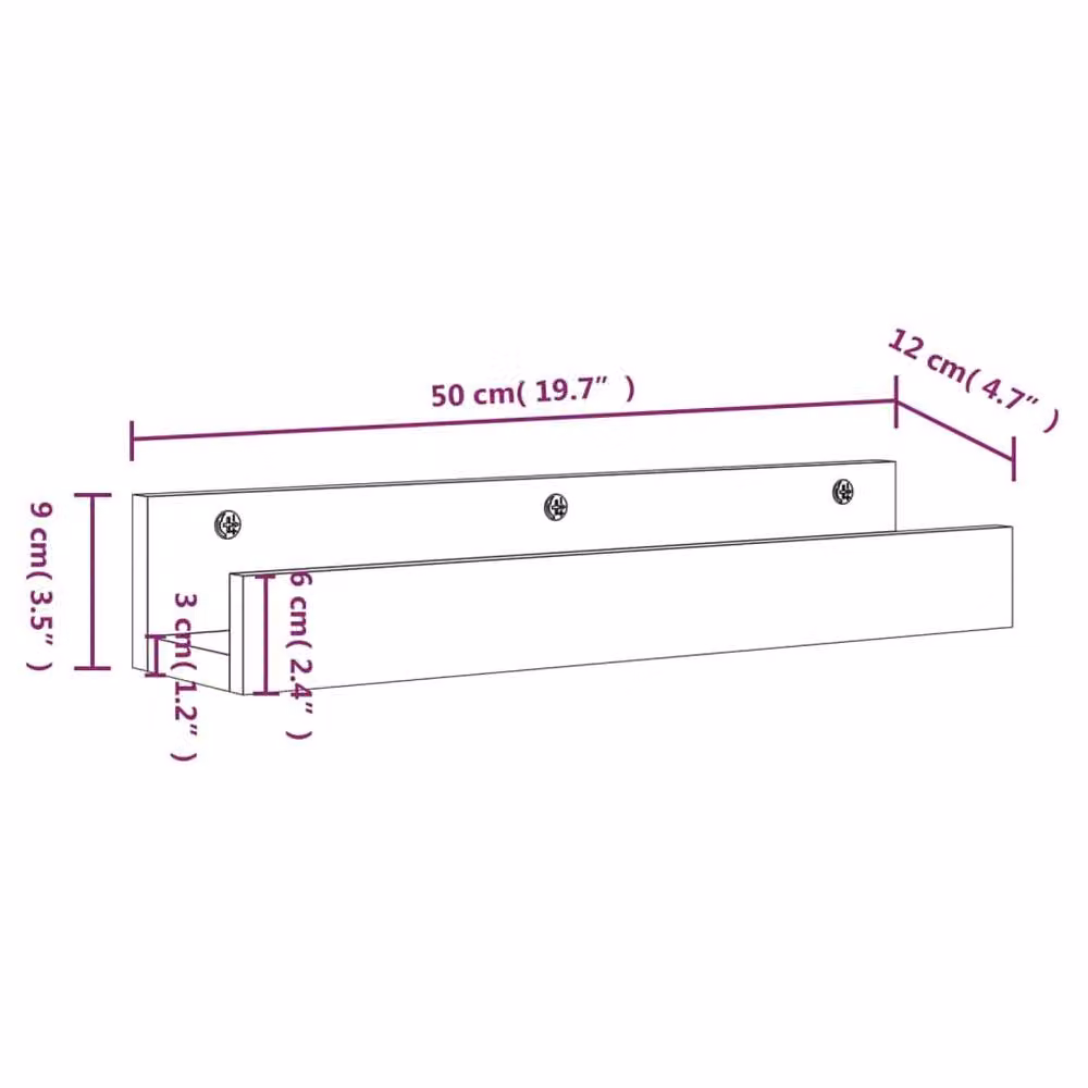 Berkfield Home Set of 2 Wall Mounted Solid Pine Shelves in Beige, W/D/H: 50 x 12 x 9 cm – 2