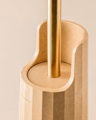COSMIC Avenir Contemporary Polygonal Design Toilet Brush and Freestanding Holder in Terracotta Recycled Plastic