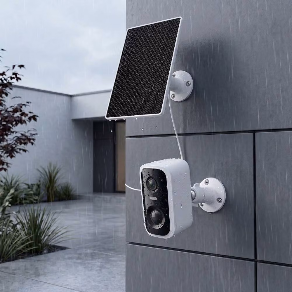 Spector 2K Wireless Solar Outdoor Security Camera with AI Detection and Night Vision in White – 3