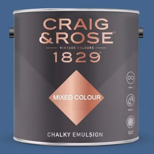 Craig & Rose 1829 Chalky Emulsion Matt Paint in Flaunders Blue, 2.5 l