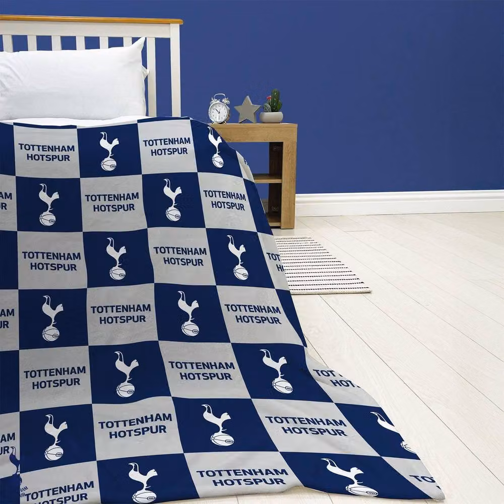 Tottenham Hotspur FC Navy Blue Checked Polyester Fleece Baby Blanket – 5