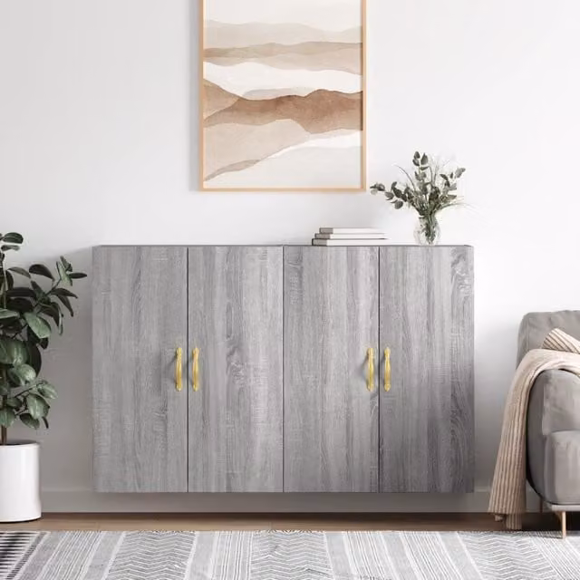 Berkfield Home Wall Mounted Cabinets, 2 Piece, Grey Sonoma, W: 69.5 cm, D: 34 cm, H: 90 cm