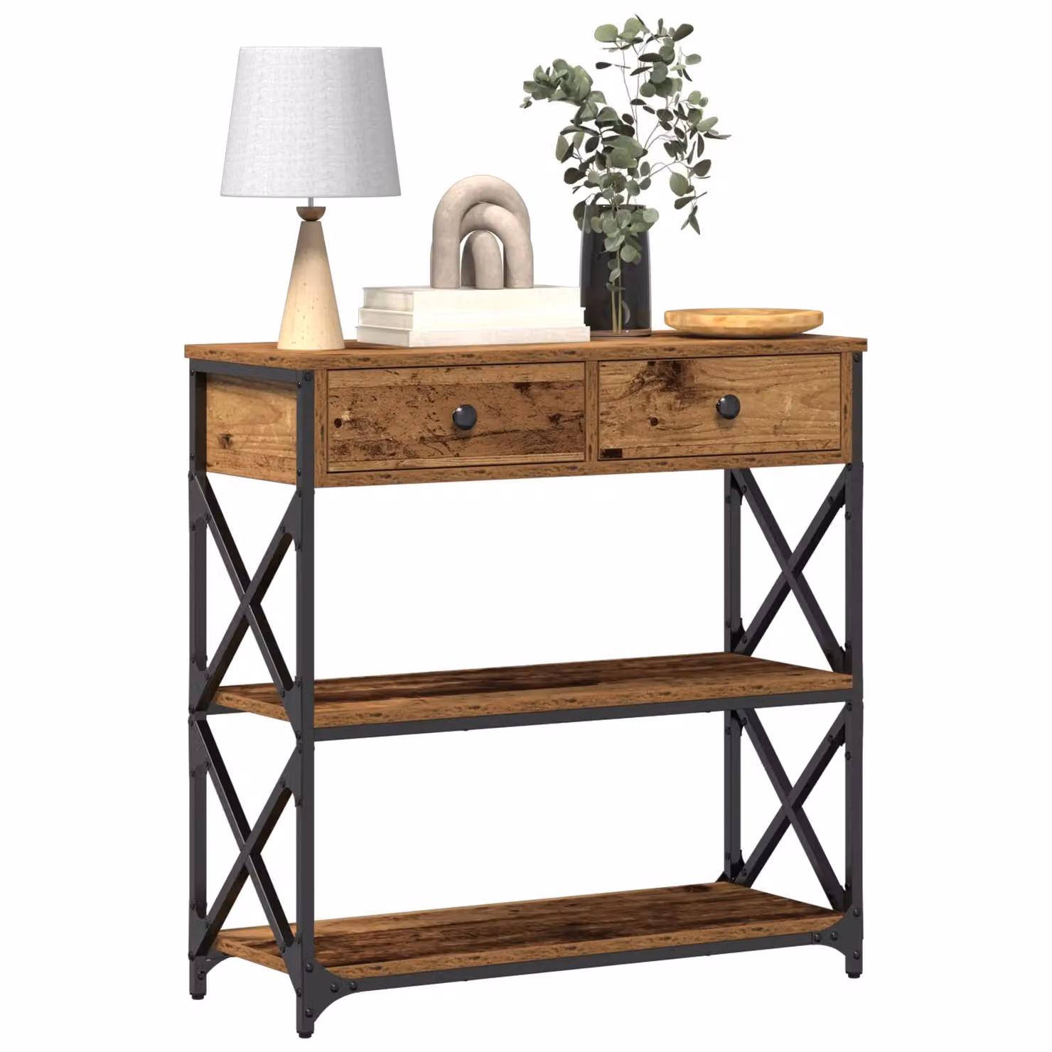 Berkfield Home Industrial Console Table in Brown, W/D/H: 75 x 28 x 75 cm – 3