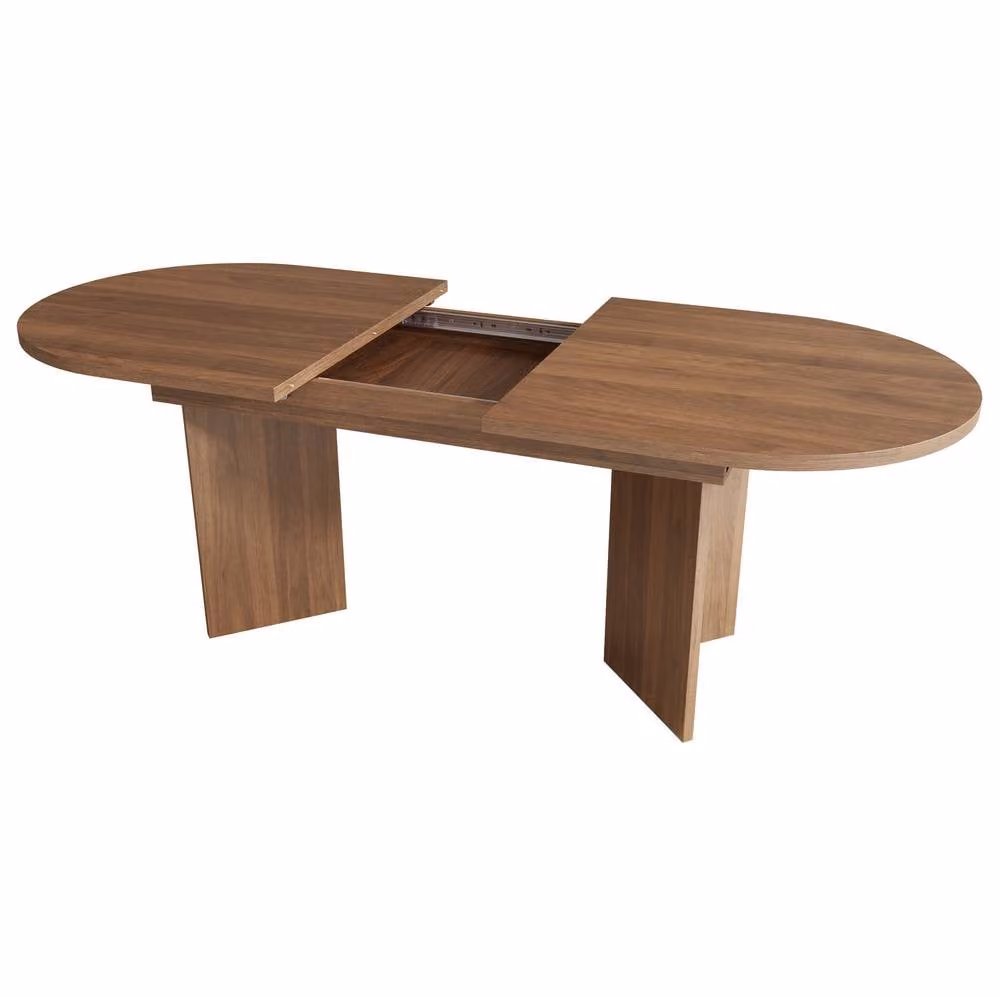 STILVORA Extendable Oval Dining Table in Walnut with Sliding Leaf, W/D/H: 120 x 120 x 76 cm (Extends to 160 cm) – 2