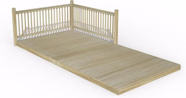 Forest Garden Beige Wood Decking Kit with 2 Corner Balustrades and 4.8m Length