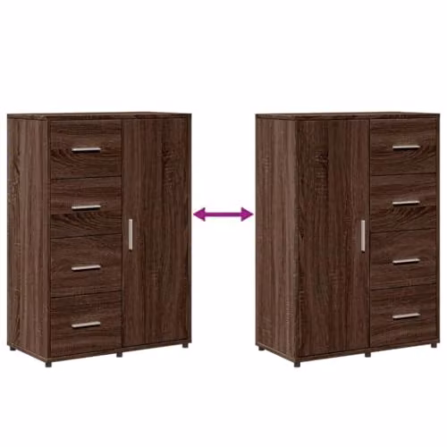 vidaXL Modern Sideboard in Brown Oak, W/D/H: 60 x 31 x 84 cm – 6