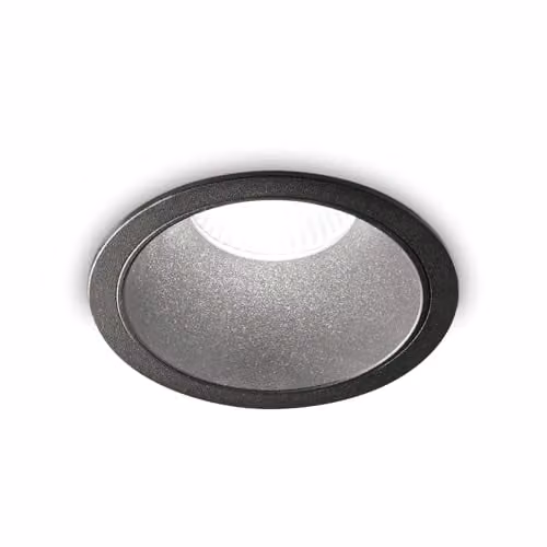 Ideal Lux Game Round Recessed LED Downlight in Black with 4000K Cool White Light