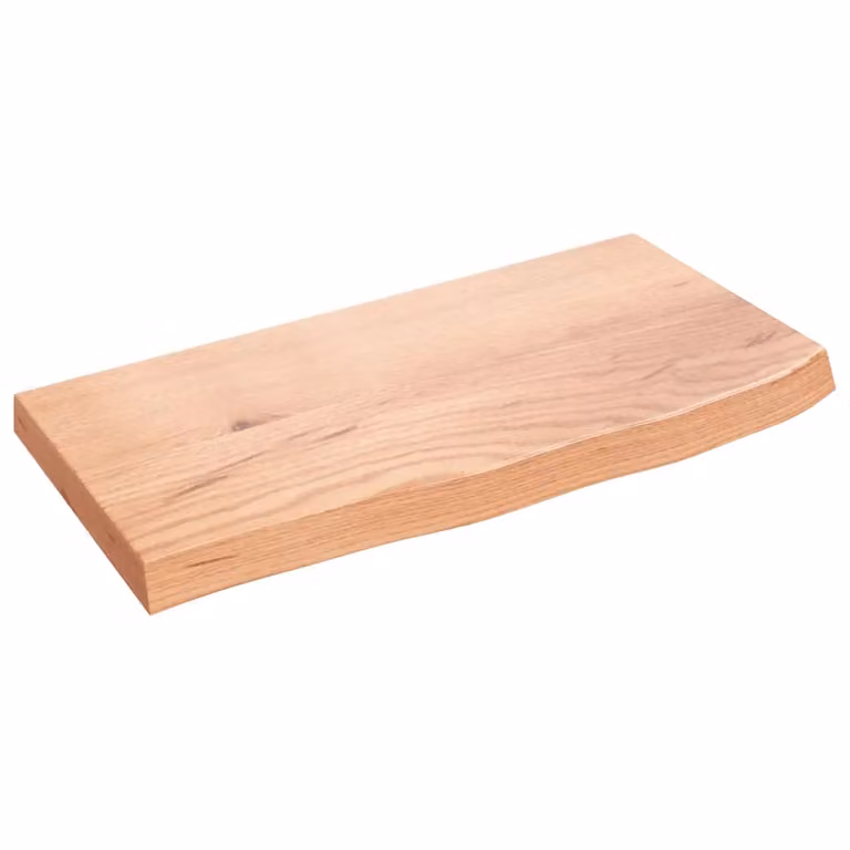 Berkfield Home Live Edge Treated Solid Wood Bathroom Countertop in Brown, W: 60 cm, D: 30 cm, H: 2-4 cm