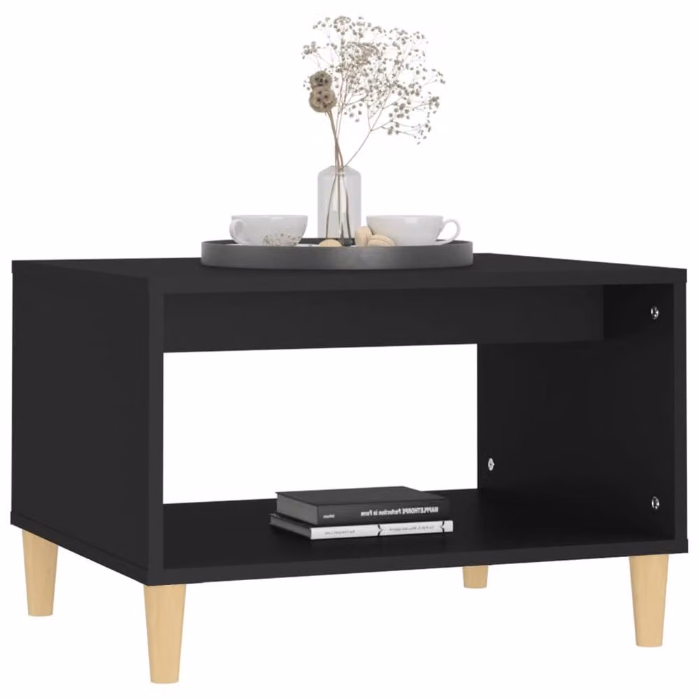 Berkfield Home Modern Black Coffee Table in Engineered Wood, W: 60 cm, D: 50 cm, H: 40 cm – 3