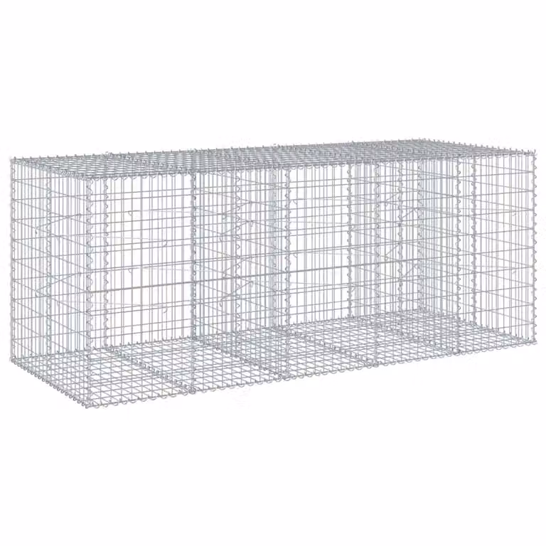 Berkfield Home Gabion Basket with Cover in Silver Galvanised Steel, W/D/H: 250 x 100 x 100 cm