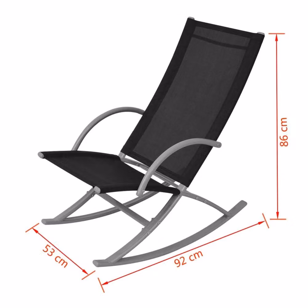 Berkfield Home Set of 2 Black Steel and Textilene Garden Rocking Chairs – 5