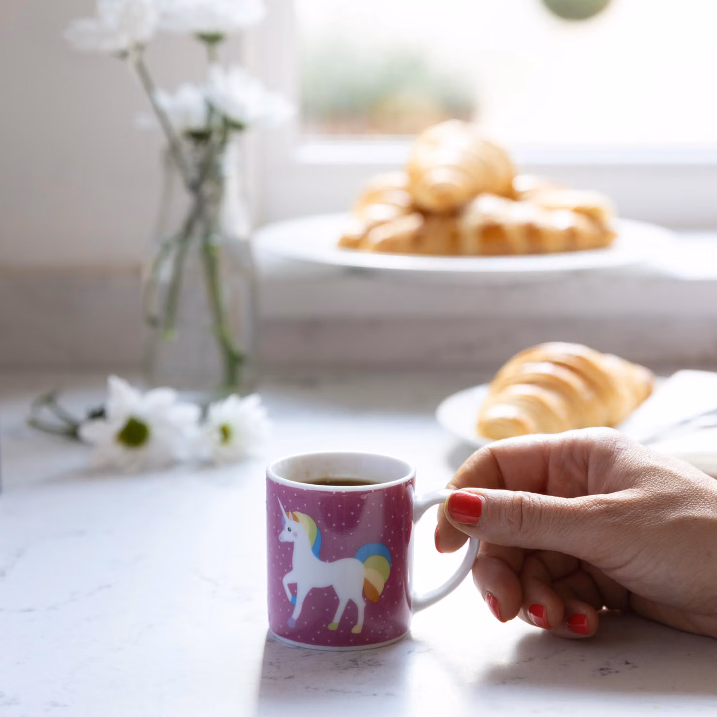 KitchenCraft Set of 6 Pink Porcelain Unicorn Espresso Cups – 2