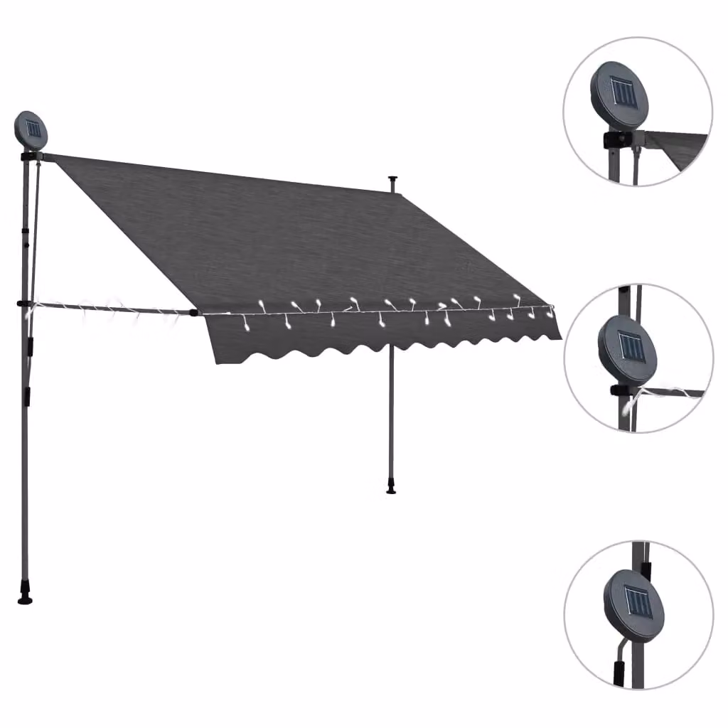 Berkfield Home Manual Retractable Awning with LED, Anthracite and Black, Width: 300 cm – 2