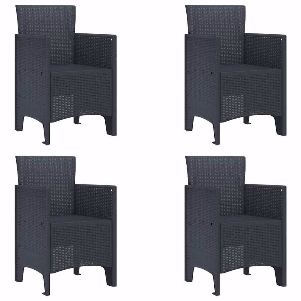 Berkfield Home 5 Piece Anthracite Poly Rattan Garden Dining Set in Dark Grey – 4