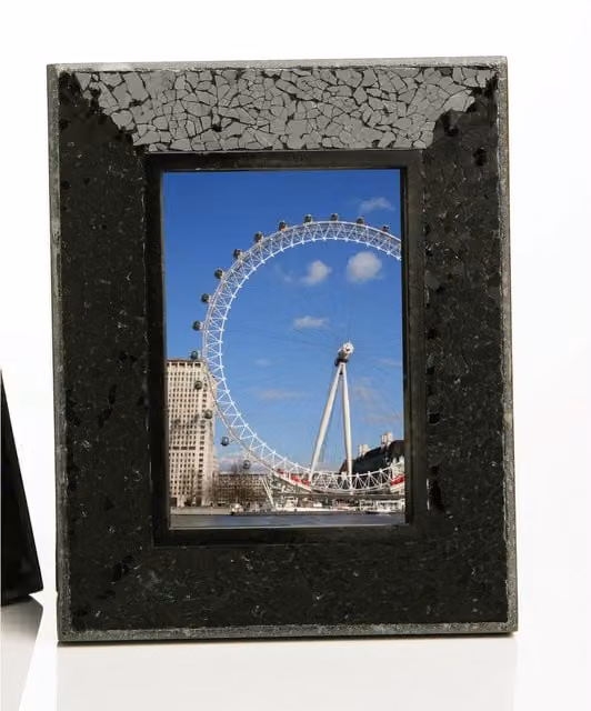 Orsina Mosaic Black Rectangular Single Tabletop Photo Frame, 5 x 7 in