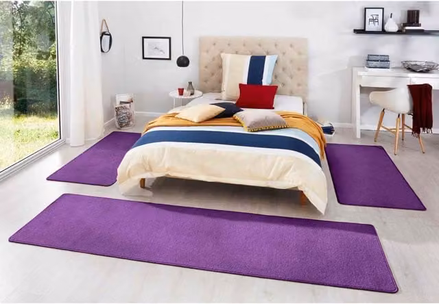 Hanse Home Purple Plain 3-in-1 Polypropylene Rug Set