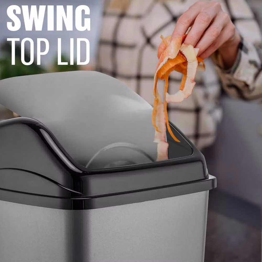 BARGAINS-GALORE 50 Litre Plastic Kitchen Waste Bin with Flip Top Lid in Dark Grey – 4
