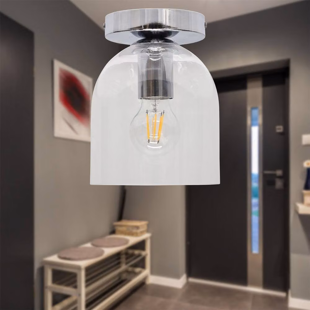 First Choice Lighting Belten Chrome Ceiling Light Fitting with Transparent Glass Cloche – 2