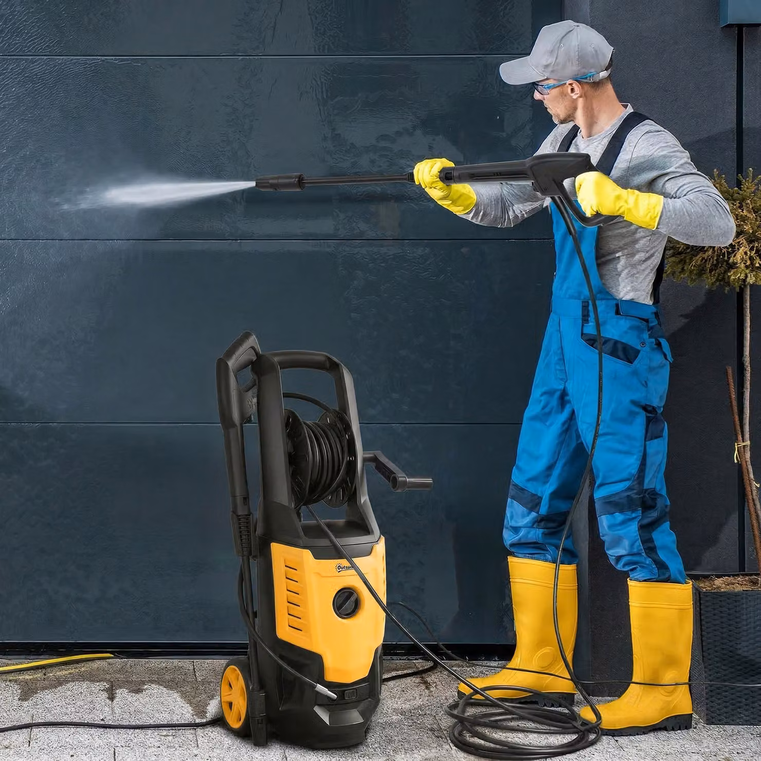 Outsunny 2200W High Pressure Washer, 170 Bar Pressure Washer with Adjustable Nozzle and 6M Hose, Yellow, W/D/H: 33 x 31.5 x 80.5 cm – 2