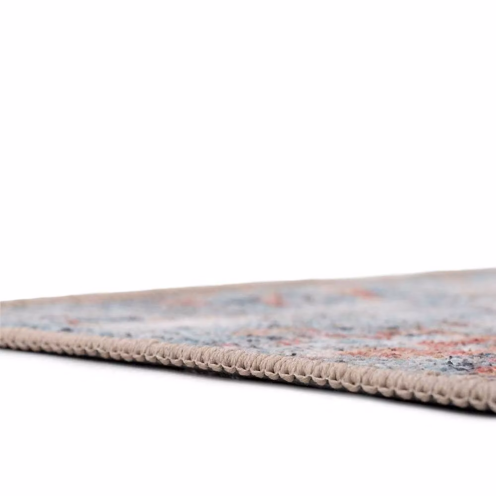 Kukoon Vintage Blue and Grey Distressed Soft Pile Area Rug, W: 80 cm, L: 300 cm – 4