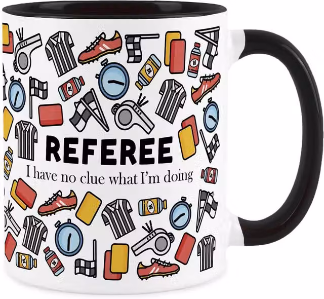 Purely Home Novelty Referee Ceramic Mug in Black and Multicolour