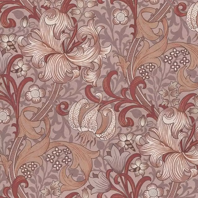 House of Hackney Golden Lily Tourmaline Wallpaper Sample, Multicolour, Art Nouveau Floral and Botanical Design, H 42.0 cm x W 29.7 cm
