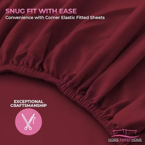 Home Sweet Home UK Burgundy Polycotton Fitted Cot Bed Sheet, W/D/H: 60 x 120 x 15 cm – 4