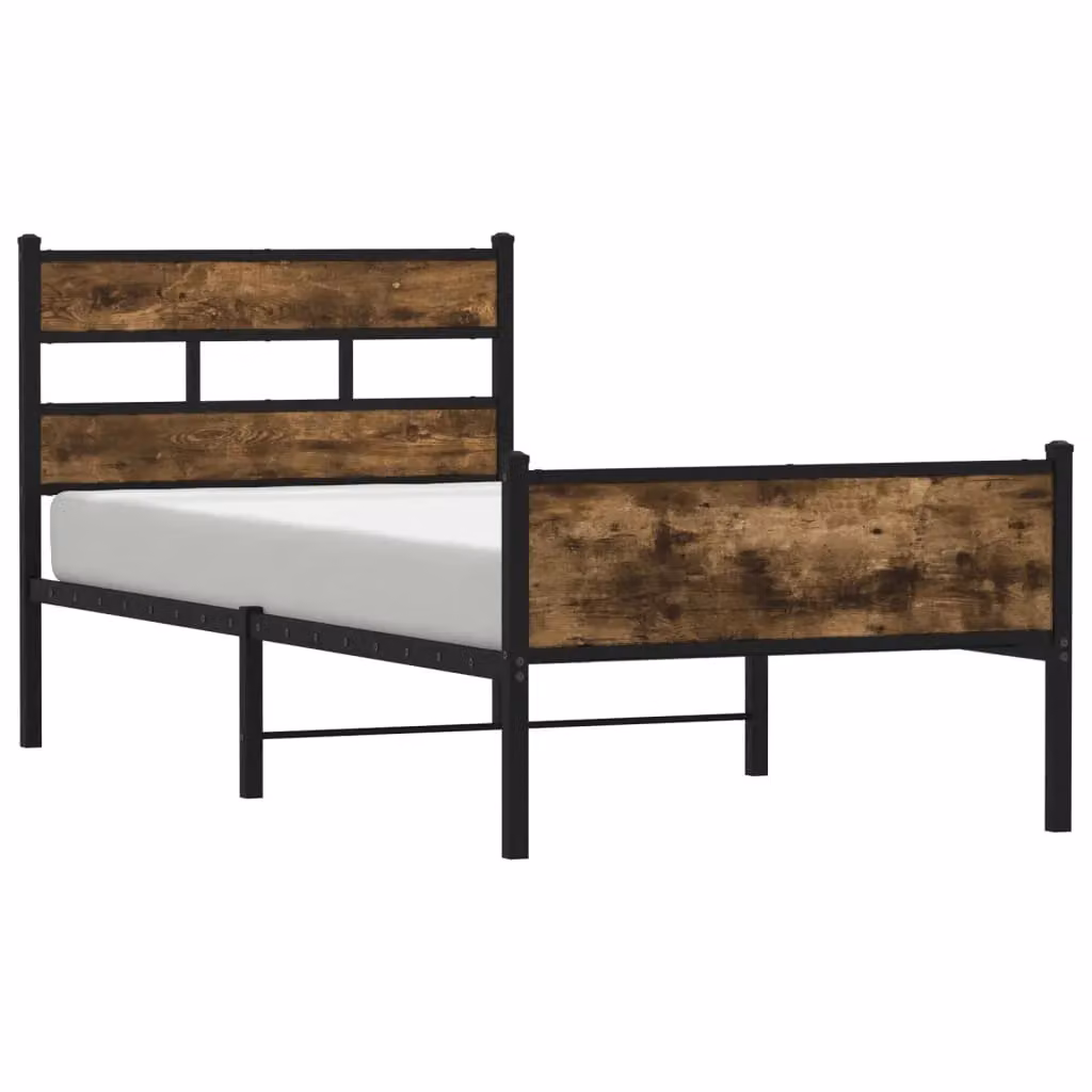 Berkfield Home Smoked Oak Bed Frame in Brown, W/D/H: 80 x 200 cm – 2