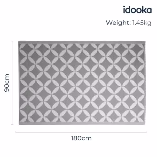 idooka Waterproof Outdoor Rug in Grey Circles, UV-Resistant Polypropylene Mat for Garden, Patio or Balcony, W/D/H: 90 x 180 cm – 2