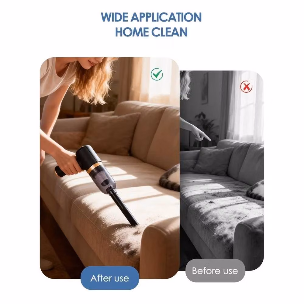 FLAVORA Cordless Wet and Dry Handheld Car Vacuum Cleaner in Black with Rechargeable Battery and Washable Filter – 5
