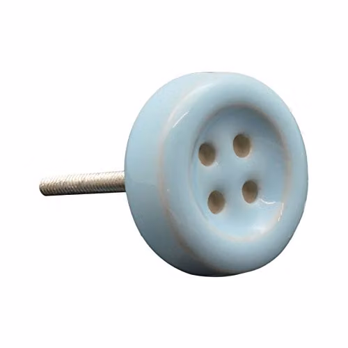 Nicola Spring Blue Polished Ceramic Button Design Cabinet and Drawer Knobs