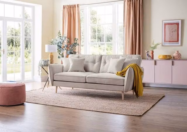The Great Sofa Company Ailis Large Upholstered Sofa in Beige Faro Linen – 1