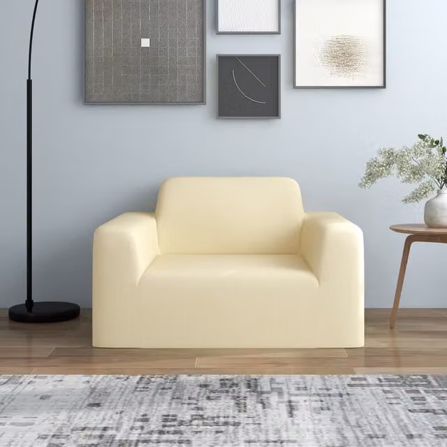 Berkfield Home Stretch Couch Slipcover in Cream Polyester Jersey – 1