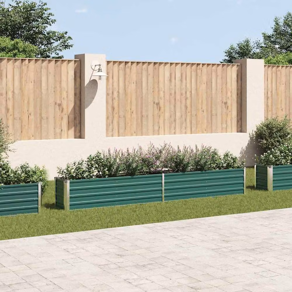 Berkfield Home Garden Galvanised Steel Raised Bed in Green, W/D/H: 320 x 40 x 45 cm – 2