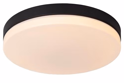 Lucide Biskit Black LED Flush Ceiling Light with Motion Sensor for Bathrooms, Diameter: 40 cm